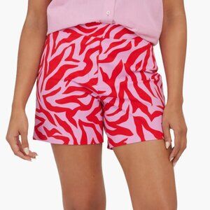 SPANX Pink and Red Zebra-Print High-Waist Shorts